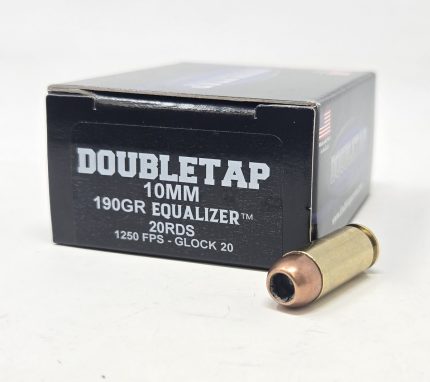 DoubleTap 10mm Ammunition Equalizer 10M190EQ 190 Grain Jacketed Hollow Point 20 Rounds