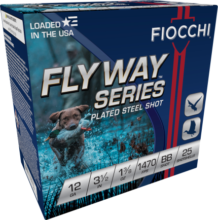 Fiocchi 12 Gauge Ammunition Flyway Series FI1235STBB BB Steel Shot 3-1/2" 1-3/8oz 1470fps 25 Rounds