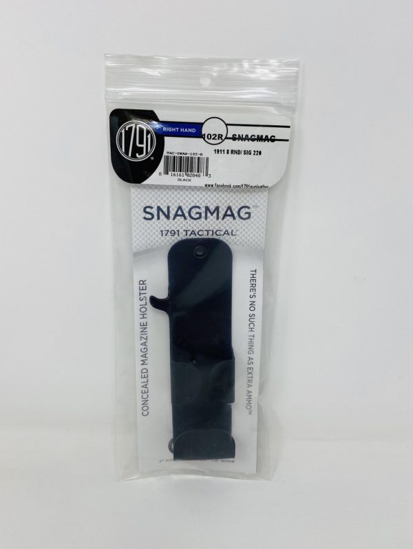 1791 GunLeather SnagMag Concealed Magazine Holster Right Hand Size 102 1791TACSNAG102R Black Fits 1911 8 Round Mags and Sig Sauer P220