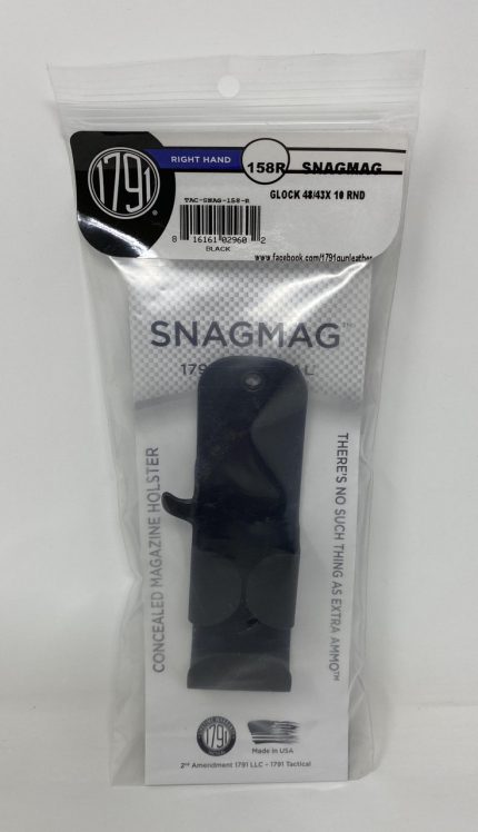 1791 Gunleather SnagMag Concealed Magazine Holster Right Hand Size 158 1791TACSNAG158R Black Fits Glock 48/43X