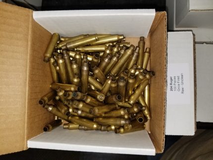 204 Ruger Once Fired Brass Casings Raw Not Washed 100 pieces