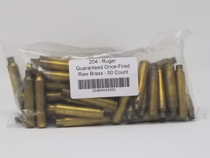 204 Ruger Brass Castings Once Fired Raw Not Washed 50 Pieces