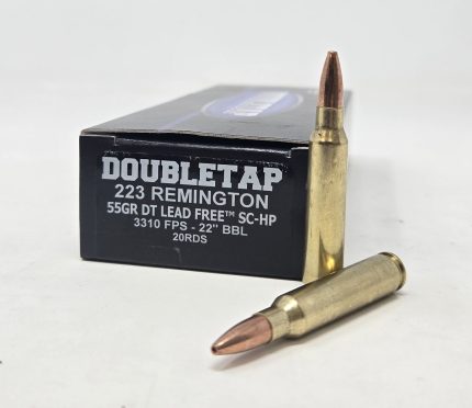 DoubleTap 223 Rem Ammunition Lead Free 223R55X 55 Grain Solid Copper Hollow Point 20 Rounds