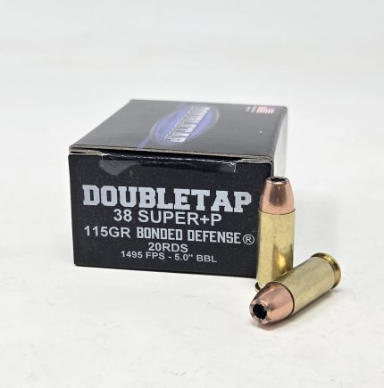 DoubleTap 38 Super +P Ammunition Bonded Defense 38S115BD20 115 Grain Jacketed Hollow Point 20 Rounds