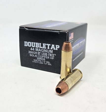 DoubleTap 44 Mag Ammunition Lead Free 44M200X 200 Grain Solid Copper Hollow Point 20 Rounds