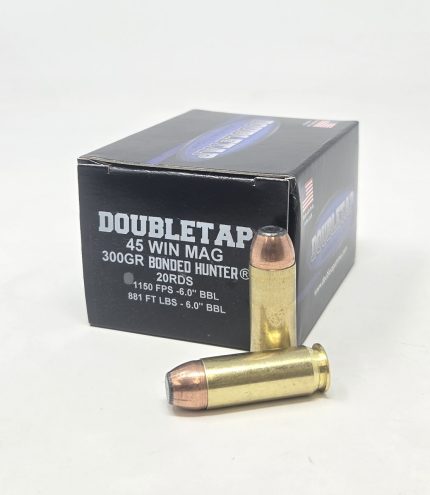 DoubleTap 45 Win Mag Ammunition Bonded Hunter 45M300BH 300 Grain Jacketed Soft Point 20 Rounds