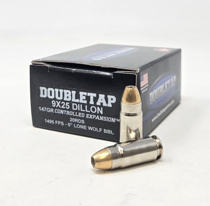 DoubleTap 9x25mm Dillon Ammunition Controlled Expansion 9X25147CE20 147 Grain Jacketed Hollow Point 20 Rounds
