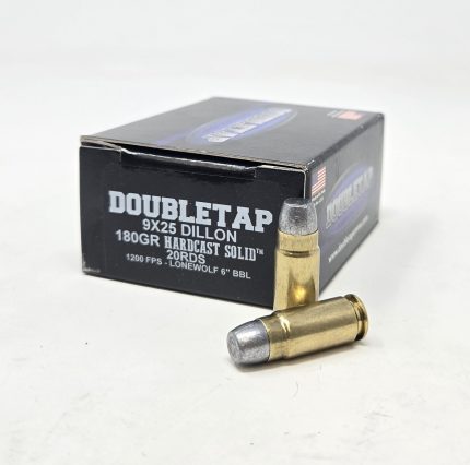 DoubleTap 9x25mm Dillon Ammunition Hardcast Solid 9X25180HC 180 Grain Wide Flat Nose Gas Check 20 Rounds
