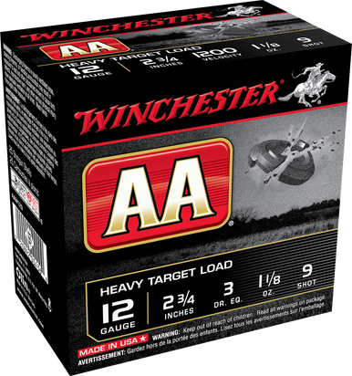 Winchester 12 Gauge Ammunition Heavy Target Loads AAM129BOX 2-3/4" #9 Shot 1-1/8oz 1200fps 25 Rounds