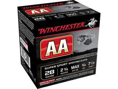 Winchester 28 Gauge Ammunition AA Super Sport AASC287BOX 2-3/4" #7.5 Shot 3/4oz 1300fps 25 Rounds