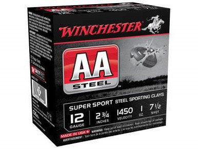 Winchester 12 Gauge Ammunition Sporting Clays AASCL12S7BOX 2-3/4" #7.5 Steel Shot 1oz 1450fps 25 Rounds