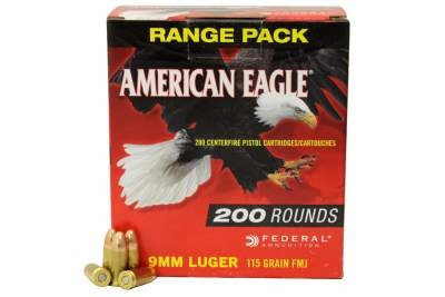 Federal 9mm American Eagle AE9DP200CASE 115 gr FMJ 1000 rounds
