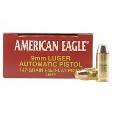 Federal American Eagle 9mm FMJ Flat Point 147 Grain CASE 1000 rounds