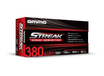 Ammo Inc 380 Auto Ammunition Red Streak Visual AI380100TMCSTRKRED50 100 Grain Total Metal Coating 50 Rounds