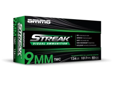 Ammo Inc 9mm Ammunition Green Streak Visual AI9124TMCSTRKGRN50 124 Grain Total Metal Coating 50 Rounds
