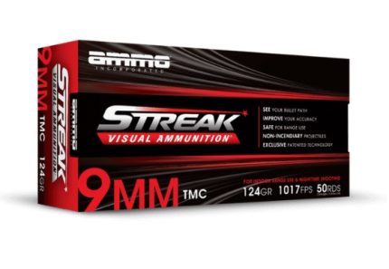 Ammo Inc 9mm Ammunition Red Streak Visual AI9124TMCSTRKRED50 124 Grain Total Metal Coating 50 Rounds