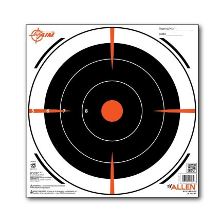Allen EZ Aim 8 Inch Paper Bullseye Target AL15246 Black/Orange/White 26 Pack