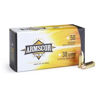 Armscor 38 Super Auto Ammunition 125 Grain Full Metal Jacket CASE 1000 rounds