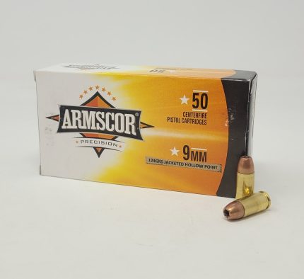 Armscor Precision 9mm Ammunition ARM50036 124 Grain Jacketed Hollow Point 50 Rounds