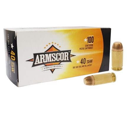 Armscor 40 S&W Ammunition 180 Grain Full Metal Jacket Value Pack 100 Rounds