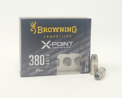 Browning 380 Auto Ammunition X-Point Defense B191703802 95 Grain Jacketed Hollow Point 20 Rounds
