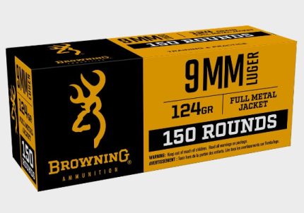 Browning 9mm Ammunition B191800095 124 Grain Full Metal Jacket Bulk Pack 150 Rounds