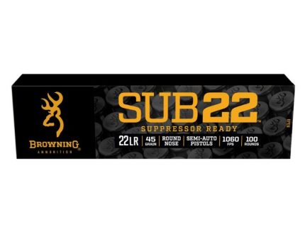 Browning 22 LR Ammunition SUB-22 B194122102 Subsonic 45 Grain Round Nose 100 Rounds