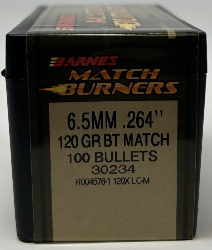 Barnes 6.5mm (.264 Dia) Reloading Bullets Match Burner B30234 120 Grain Boat Tail Open Tip 100 Pieces