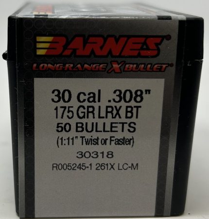 Barnes 30 Cal (.308 Dia) Reloading Bullets Copper LRX B30318 175 Grain Boat Tail Ballistic Tip 50 Pieces