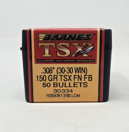 Barnes 30-30 Win (.308 Dia) Reloading Bullets Copper TSX B30334 150 Grain Flat Base Flat Nose Hollow Point 50 Pieces