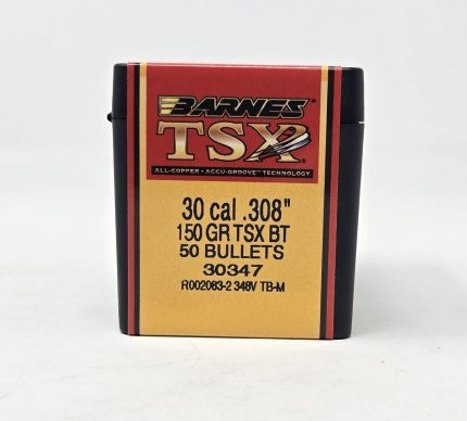 Barnes 30 Cal (.308 Dia) Reloading Bullets Copper TSX B30347 150 Grain Boat Tail Hollow Point 50 Pieces