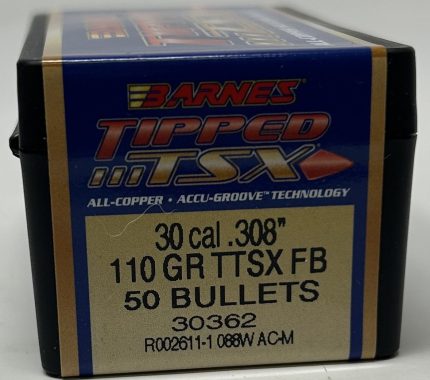 Barnes 30 Cal (.308 Dia) Reloading Bullets Copper TTSX B30362 110 Grain Flat Base Ballistic Tip 50 Pieces