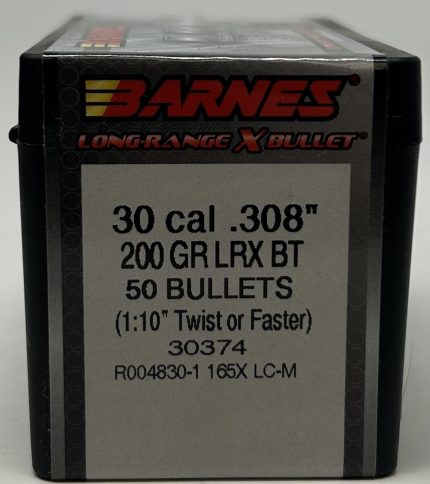 Barnes 30 Cal (.308 Dia) Reloading Bullets Copper LRX B30374 200 Grain Boat Tail Ballistic Tip 50 Pieces