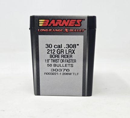Barnes 30 Cal (.308 Dia) Reloading Bullets Copper LRX Bore Rider B30376 212 Grain Boat Tail Ballistic Tip 50 Pieces