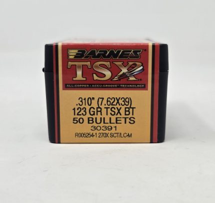Barnes 7.62x39mm (.310 Dia) Reloading Bullets Copper TSX B30391 123 Grain Boat Tail Hollow Point 50 Pieces