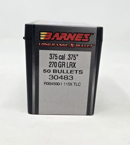 Barnes 375 Cal (.375 Dia) Reloading Bullets Copper LRX B30483 270 Grain Boat Tail Ballistic Tip 50 Pieces