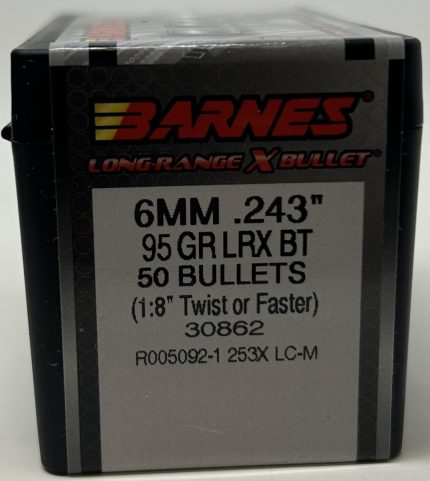 Barnes 6mm (.243 Dia) Reloading Bullets Copper LRX B30862 95 Grain Boat Tail Ballistic Tip 50 Pieces