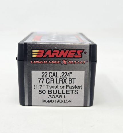Barnes 22 Cal (.224 Dia) Reloading Bullets Copper LRX B30881 77 Grain Boat Tail Ballistic Tip 50 Pieces