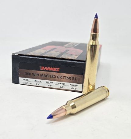 Barnes 300 Win Mag Ammunition Copper TTSX BB300WM3 180 Grain Ballistic Tip 20 Rounds