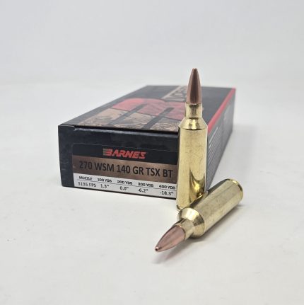 Barnes 270 WSM Ammunition Copper Vor-TX BB270WSM3 140 Grain TSX Boat Tail Hollow Point 20 Rounds