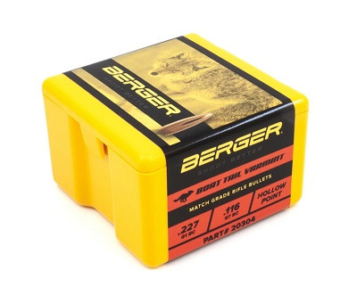 Berger 20 Cal (.204 Dia) Reloading Bullets 40 Grain BT Varmint 100 Pieces