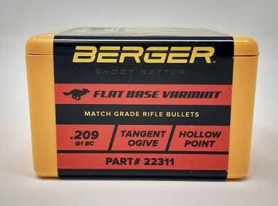 Berger 22 Cal (.224 Dia) Reloading Bullets 55 Grain FB Varmint 100 Pieces