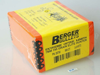 Berger 7mm (.284 Dia) Reloading Bullets 195 Grain EOL Elite Hunter 500 Pieces