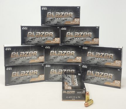 CCI 45 ACP Ammunition Blazer Brass 5230 230 Grain Full Metal Jacket PACK 500 Rounds