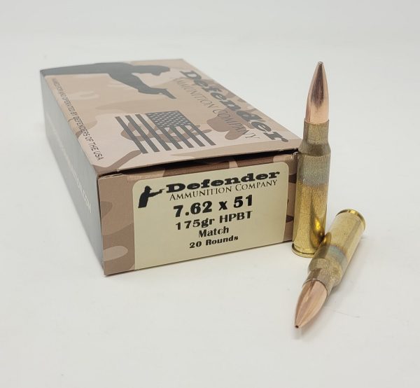 Defender 7.62x51mm Ammunition DEF76251HP 175 Grain Hollow Point Boat Tail 20 Rounds