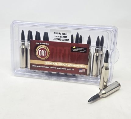 DRT 6.5mm PRC Ammunition DRT165PRC13520 135 Grain Terminal Shock Hollow Point 20 Rounds