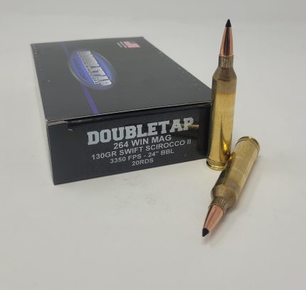 Double Tap 264 Win Mag Ammunition 264W130SS 130 Grain Swift Scirocco Ballistic Tip 20 Rounds