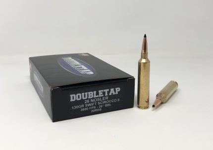 Double Tap 26 Nosler Ammunition 26N130SS 130 Grain Swift Scirocco II 20 Rounds