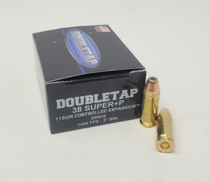Doubletap 38 Super +P Ammunition 38SU115CE 115 Grain Controlled Expansion Jacketed Hollow Point 20 Rounds
