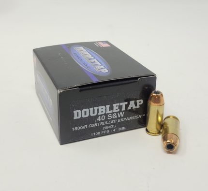 Doubletap 40 S&W Ammunition 40180CE 180 Grain Controlled Expansion Jacketed Hollow Point 20 Rounds